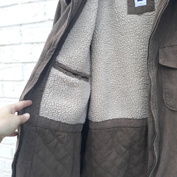 Gap Y2K Corduroy Jacket Sherpa Lined Zip Front